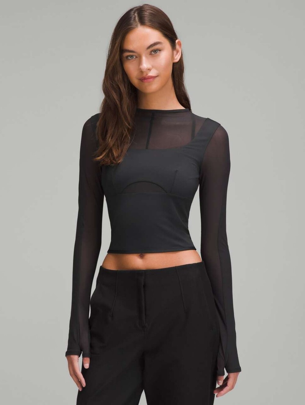 Lululemon Mesh Mixed Long-Sleeve Shirt Black